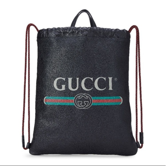 Gucci drawstring logo bag backpack black (large)